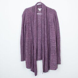 Rebecca Malone Open Front Knit Cardigan Sweater Size Large‎